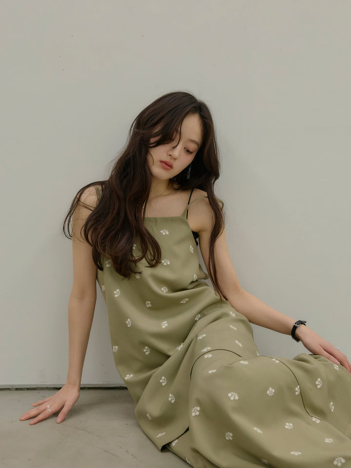 フラワー刺繍バックオープンチュニックキャミソール