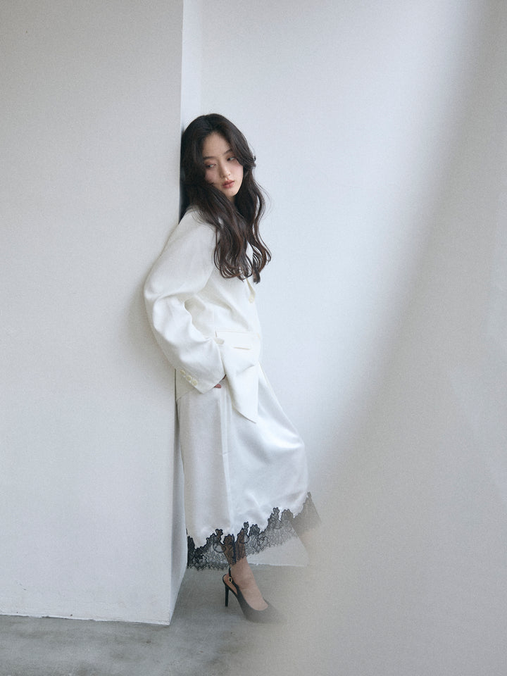 【SET】【Essential】Authentic jacket+裾レースサテンミディスカート(2set)