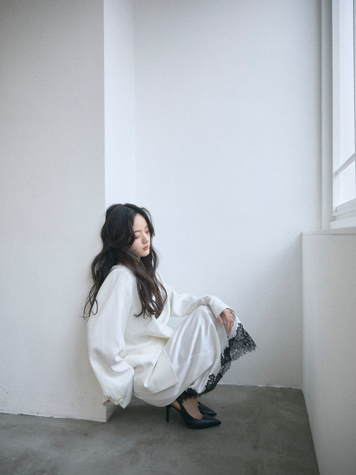 【SET】【Essential】Authentic jacket+裾レースサテンミディスカート(2set)