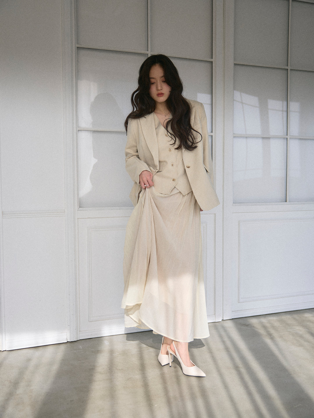 ジャケット&ベスト&プリーツスカート3 PIECES SET UP