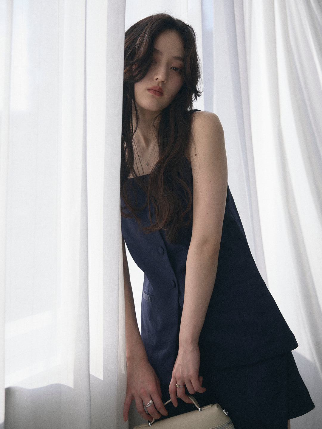 【SET】フロントボタンキャミビスチェ+ツイルミニスコート(2set)