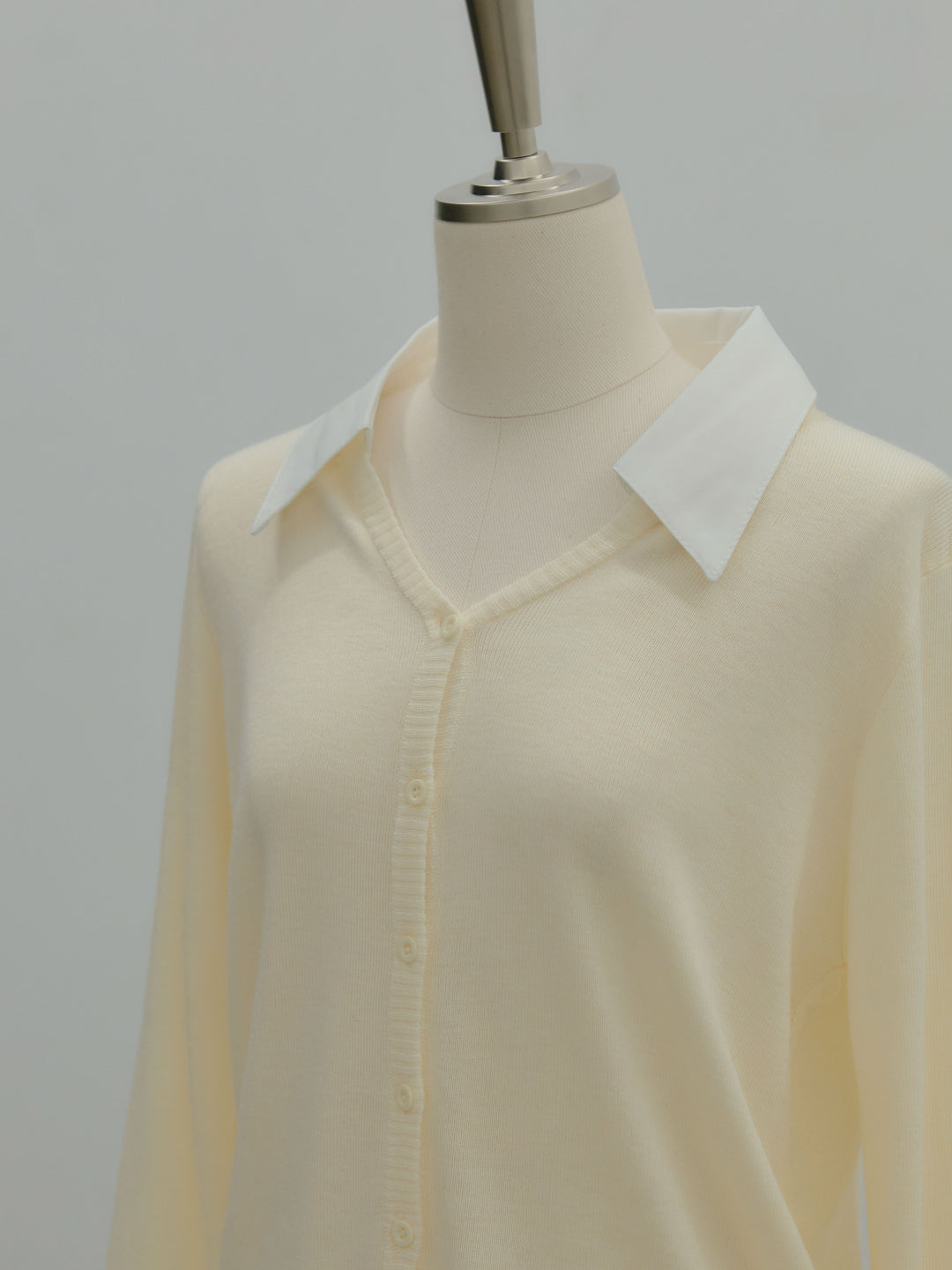 襟付きポロニットカーディガン