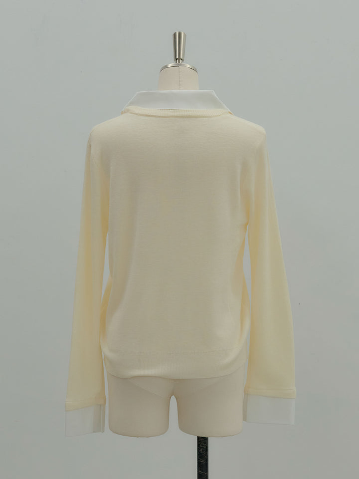 襟付きポロニットカーディガン