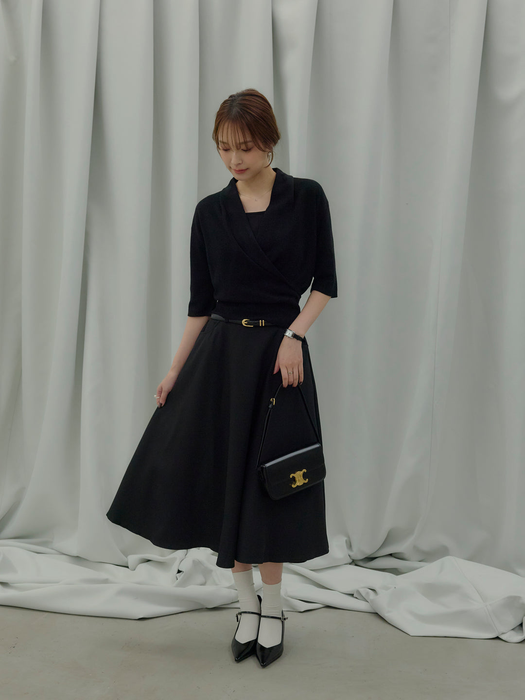 フロントクロスデザインニットトップス