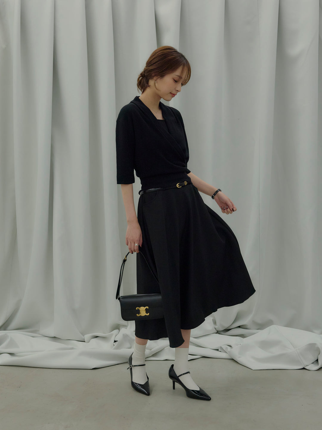 フロントクロスデザインニットトップス