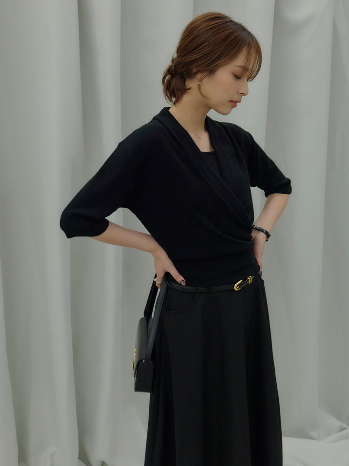 フロントクロスデザインニットトップス