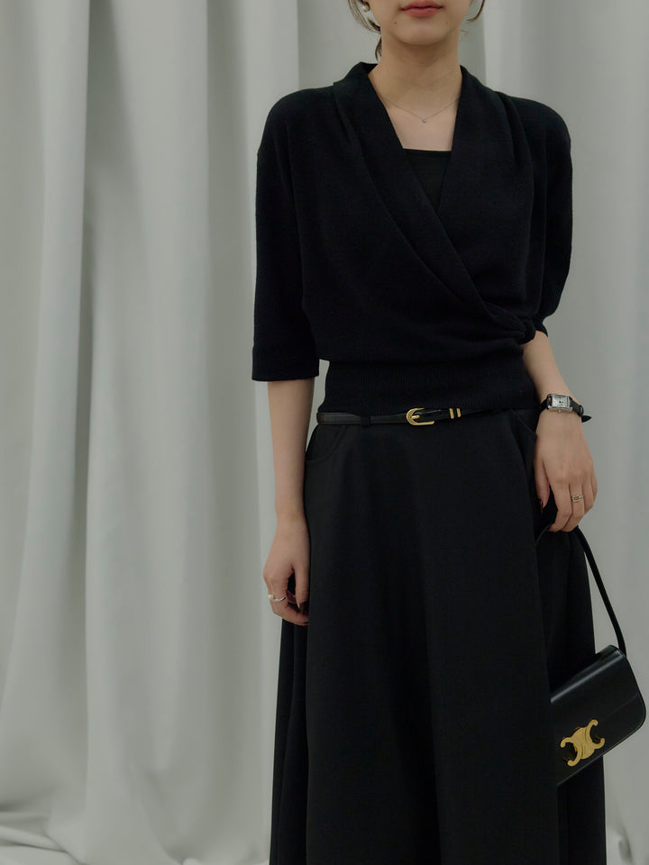 フロントクロスデザインニットトップス