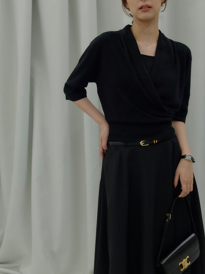 フロントクロスデザインニットトップス