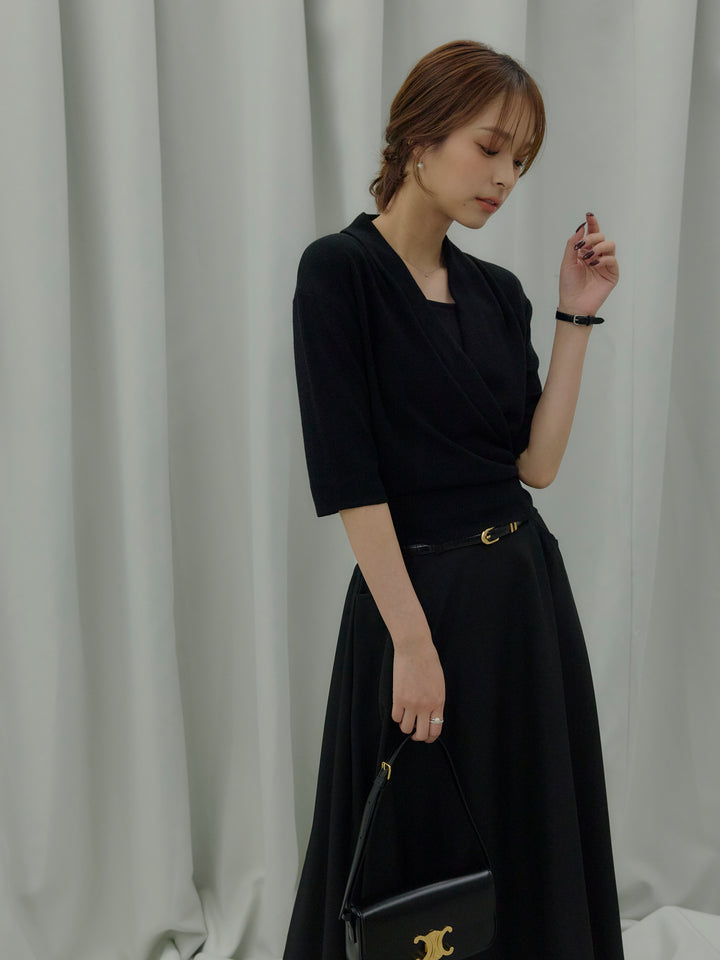 フロントクロスデザインニットトップス