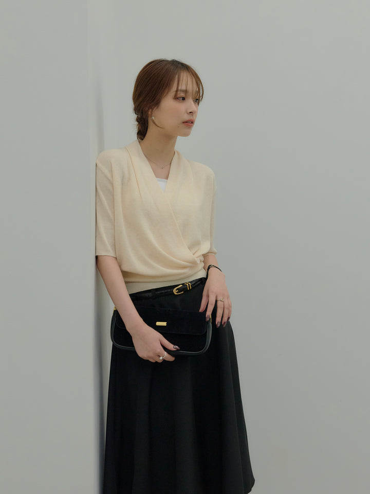 フロントクロスデザインニットトップス