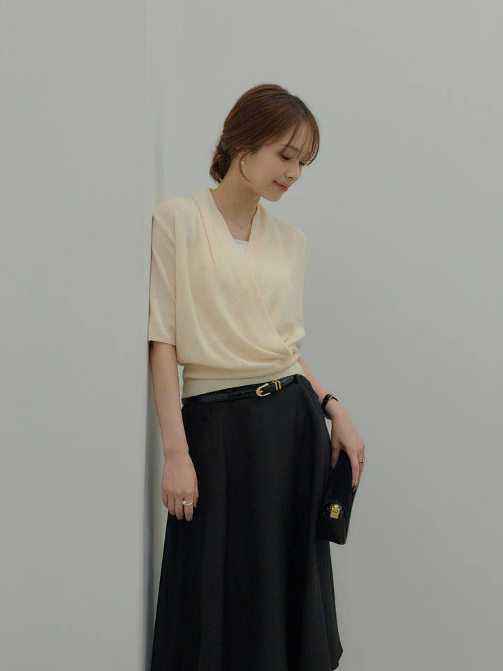 フロントクロスデザインニットトップス