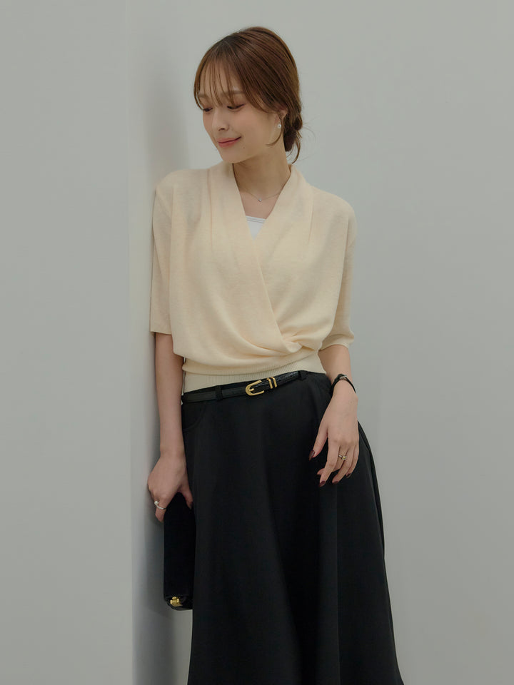 フロントクロスデザインニットトップス