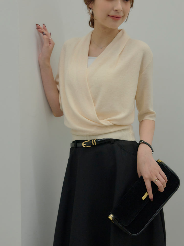 フロントクロスデザインニットトップス