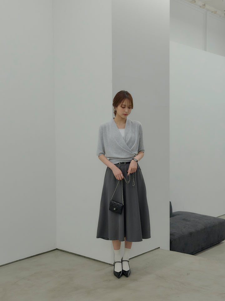 フロントクロスデザインニットトップス