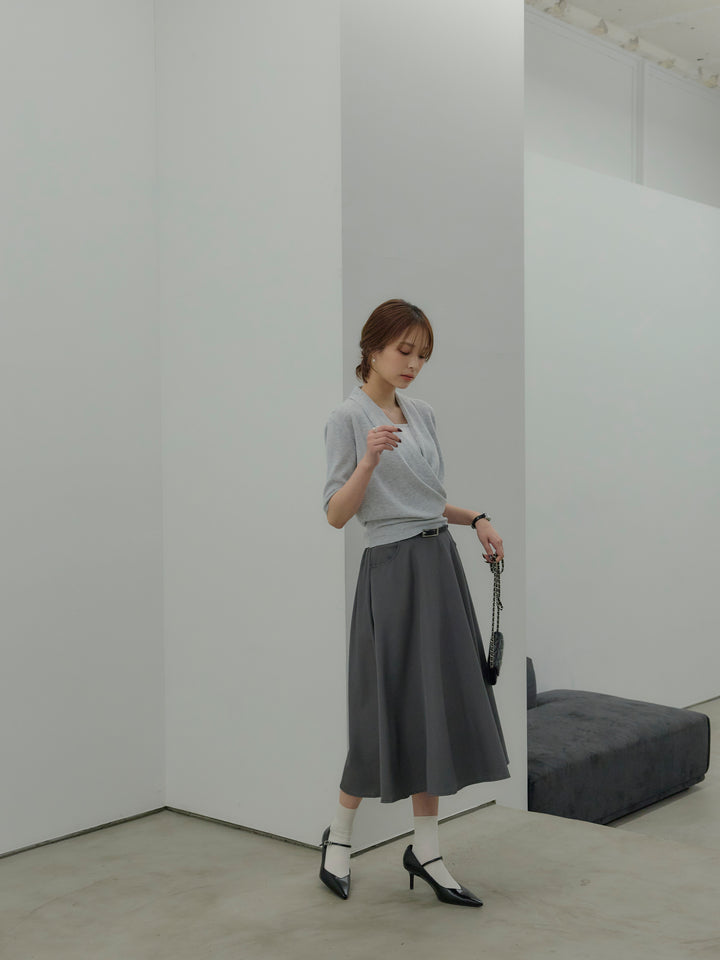 フロントクロスデザインニットトップス