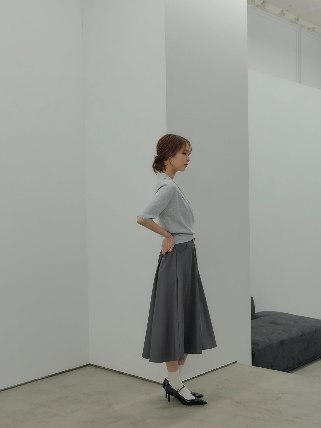 フロントクロスデザインニットトップス