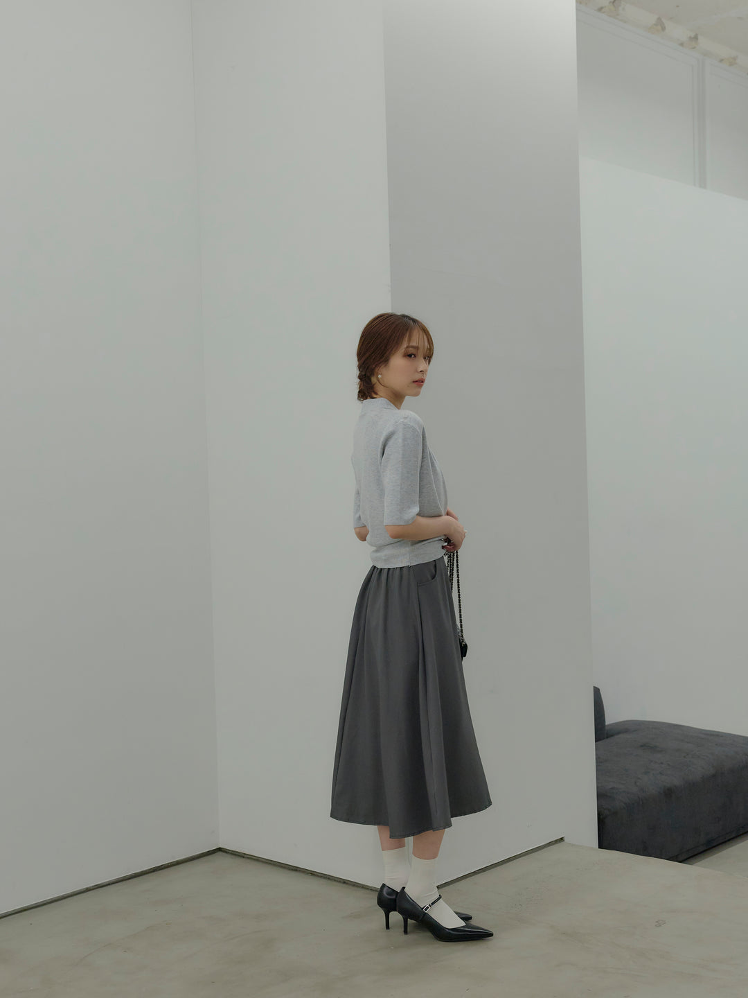 フロントクロスデザインニットトップス