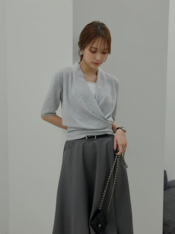 フロントクロスデザインニットトップス