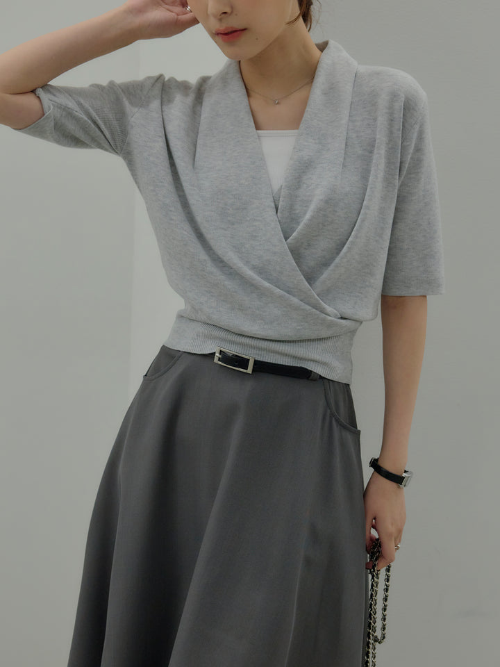 フロントクロスデザインニットトップス