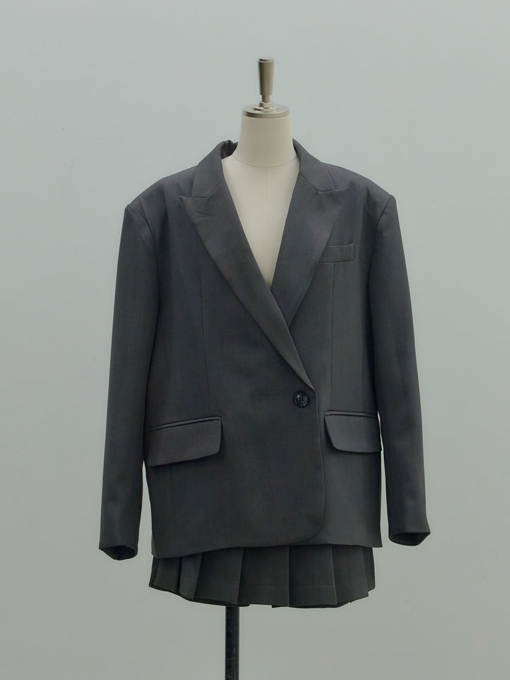 オーバーサイズループスリーブジャケット＆プリーツミニスコートSET UP