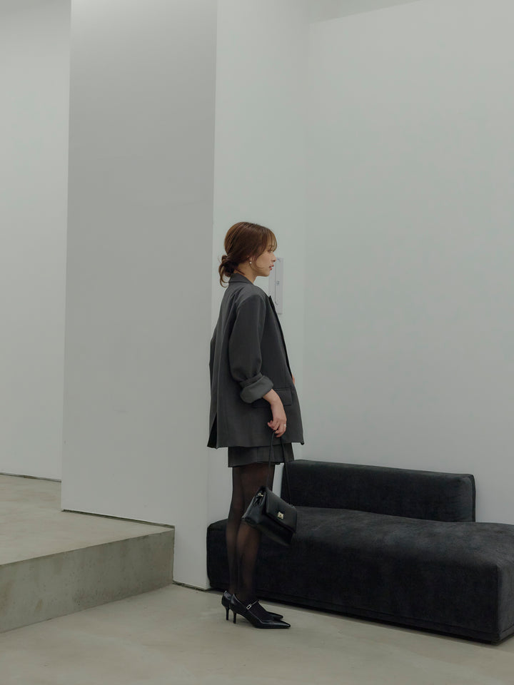 オーバーサイズループスリーブジャケット＆プリーツミニスコートSET UP