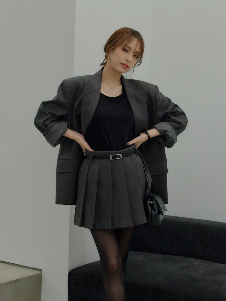 オーバーサイズループスリーブジャケット＆プリーツミニスコートSET UP