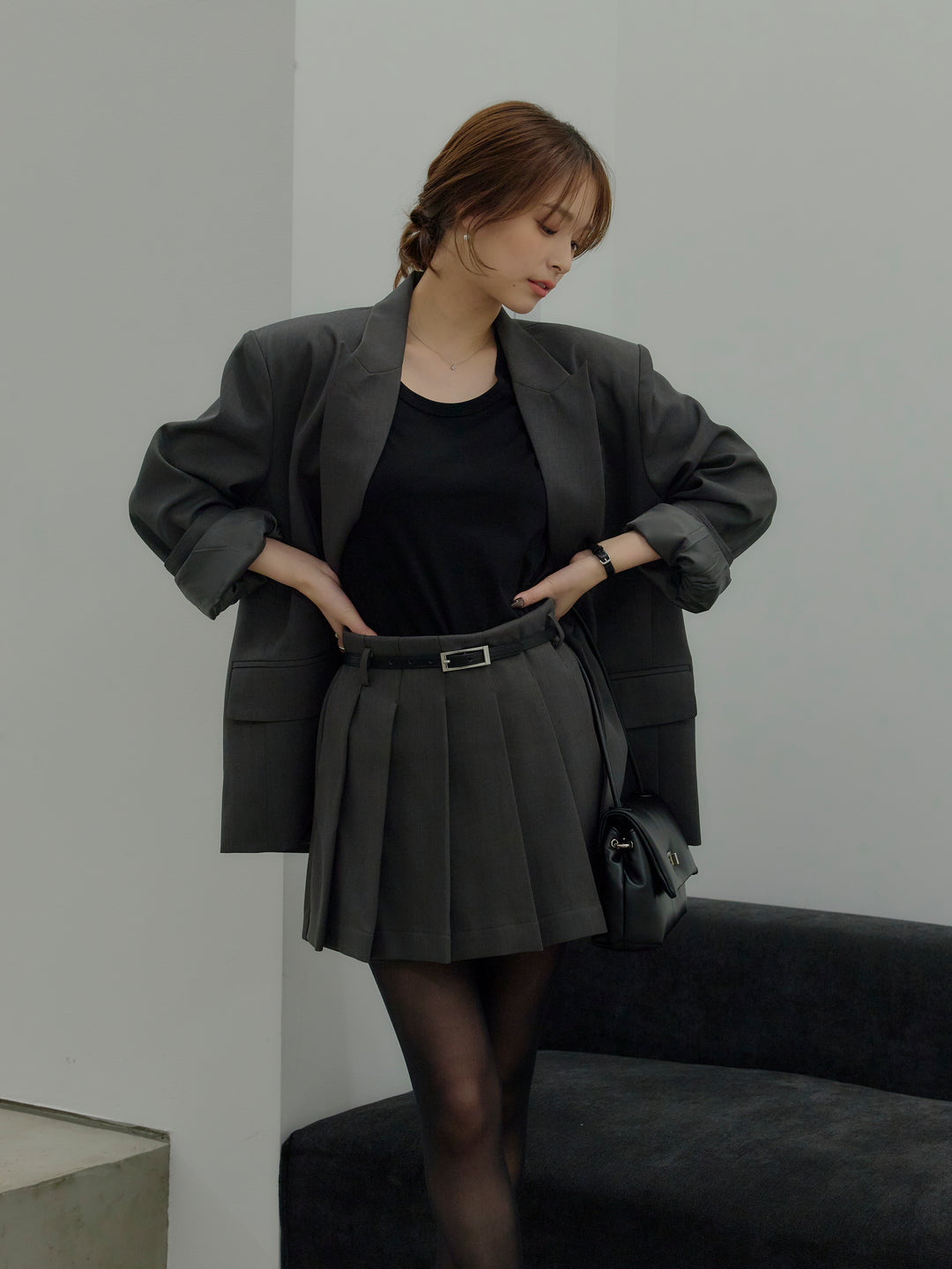 オーバーサイズループスリーブジャケット＆プリーツミニスコートSET UP