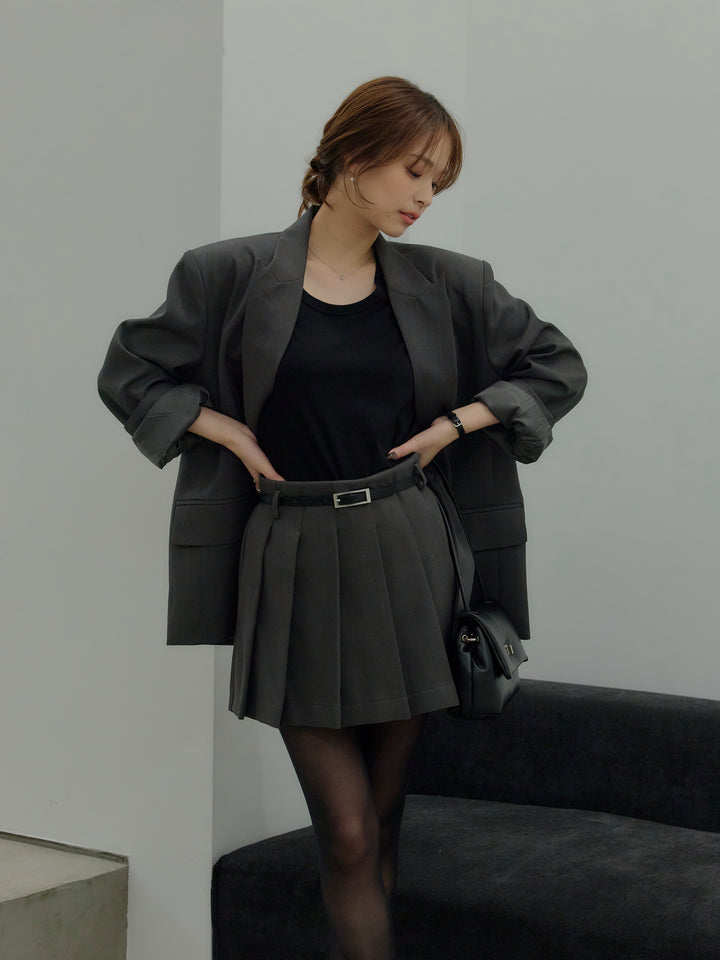 オーバーサイズループスリーブジャケット＆プリーツミニスコートSET UP