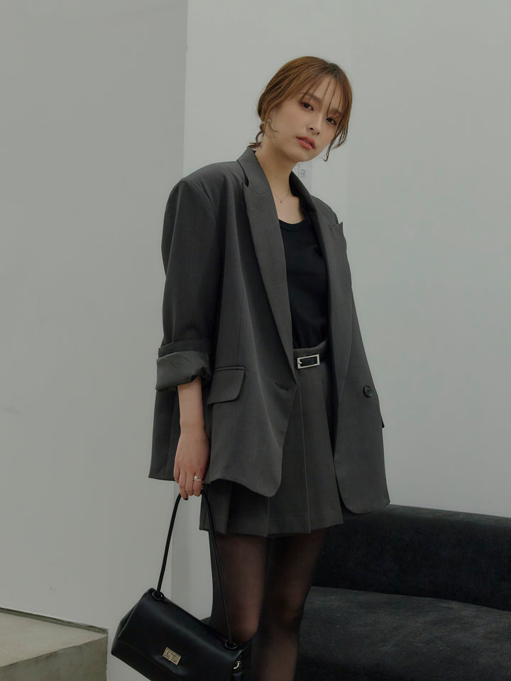 オーバーサイズループスリーブジャケット＆プリーツミニスコートSET UP