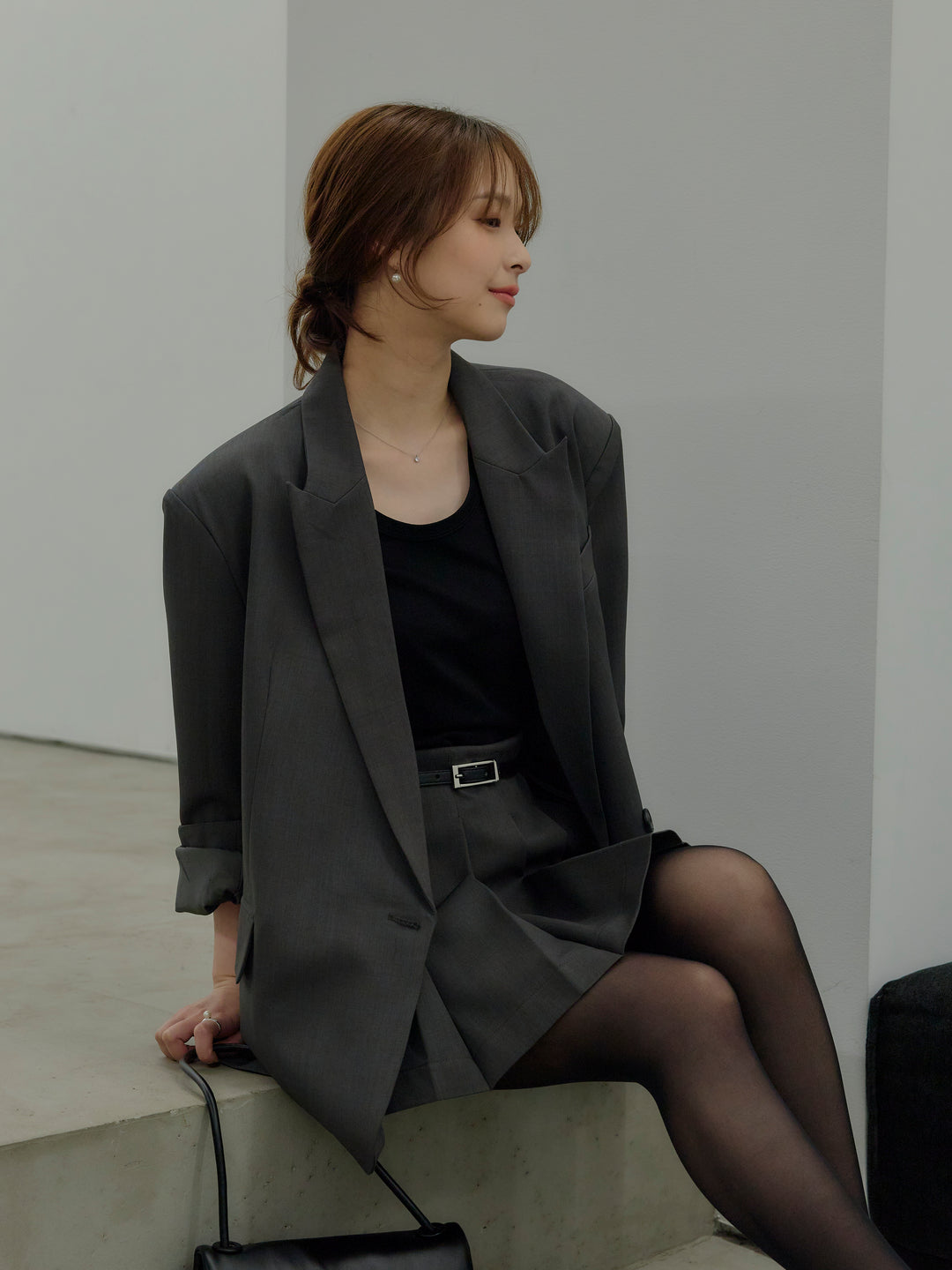 オーバーサイズループスリーブジャケット＆プリーツミニスコートSET UP