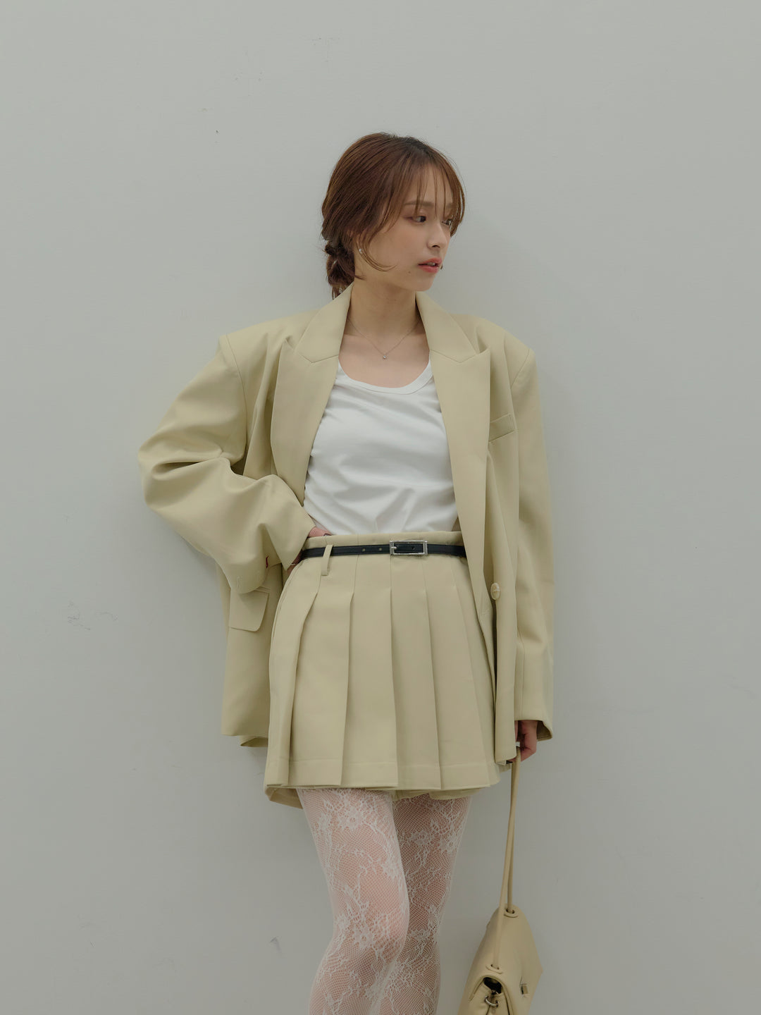 オーバーサイズループスリーブジャケット＆プリーツミニスコートSET UP