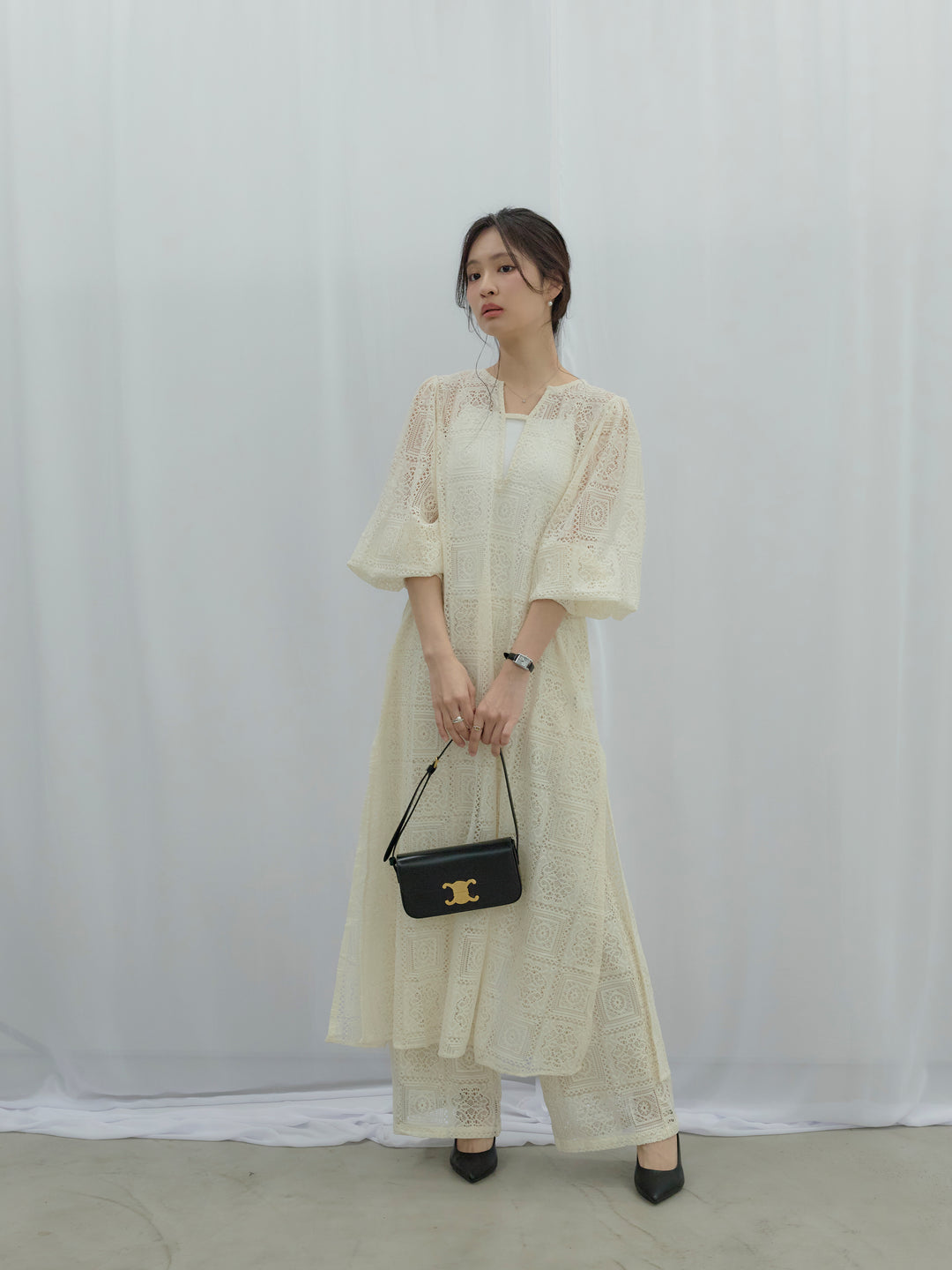 ブロックレースストレートパンツ