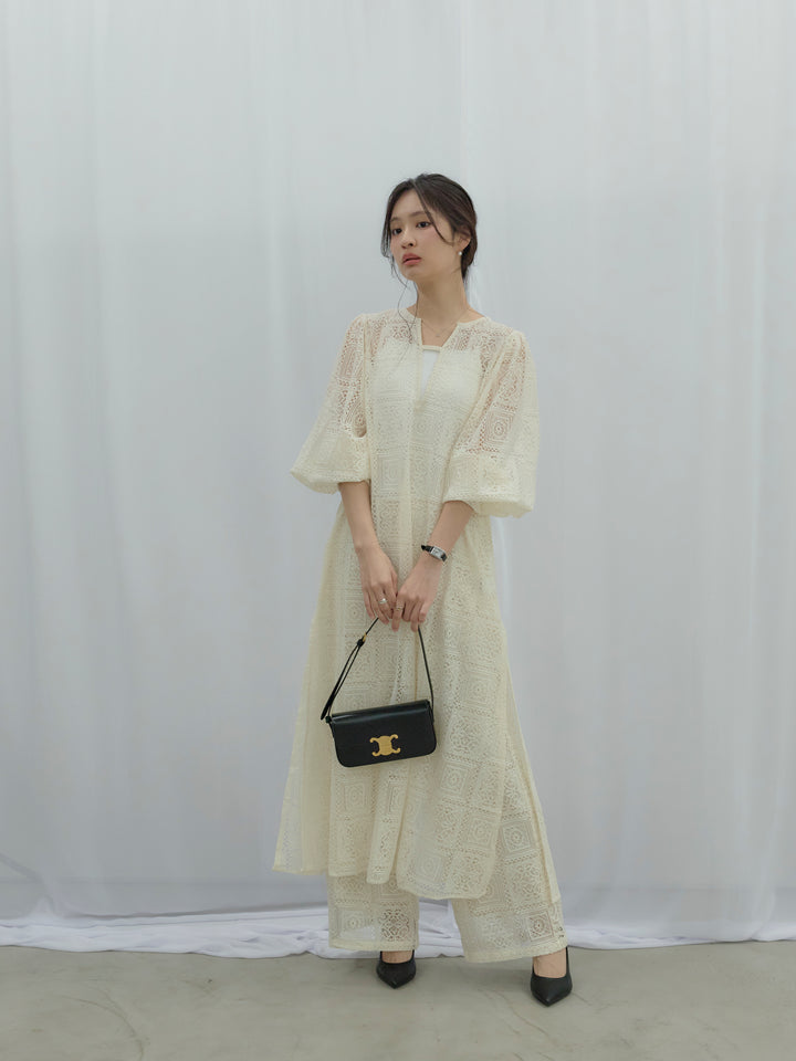 ブロックレースストレートパンツ