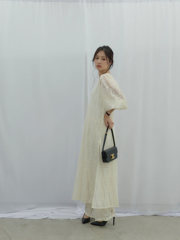 ブロックレースストレートパンツ