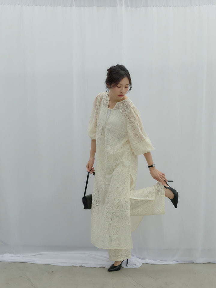 ブロックレースストレートパンツ