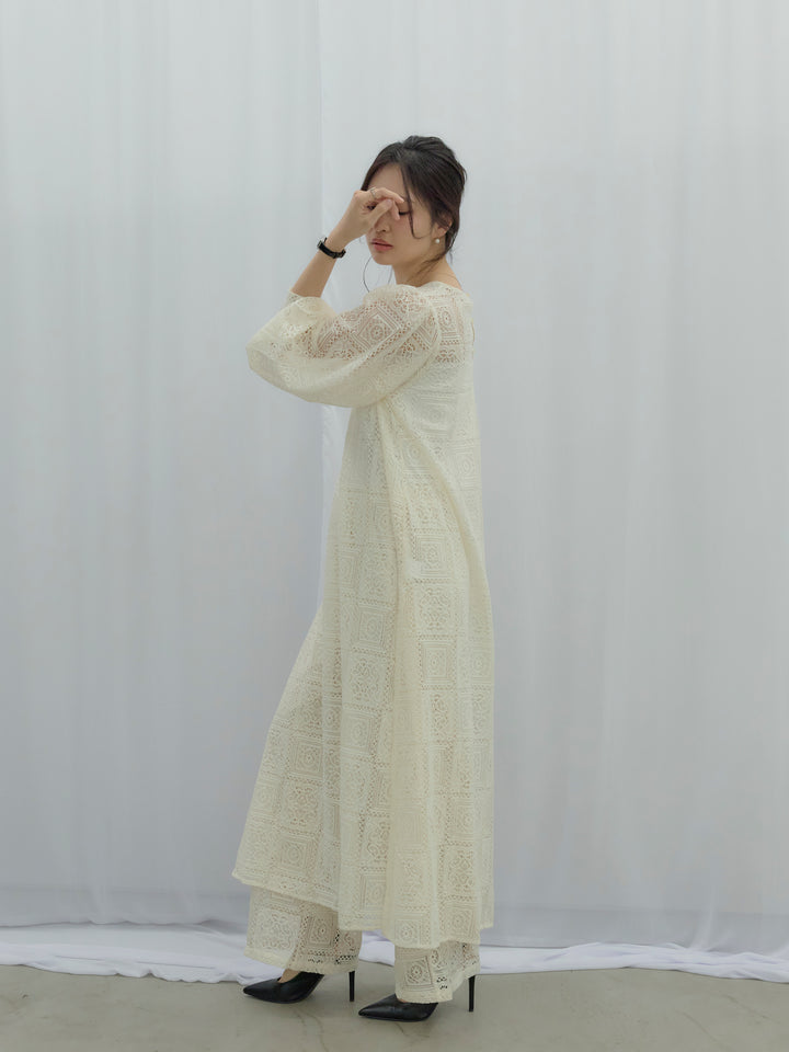 ブロックレースストレートパンツ