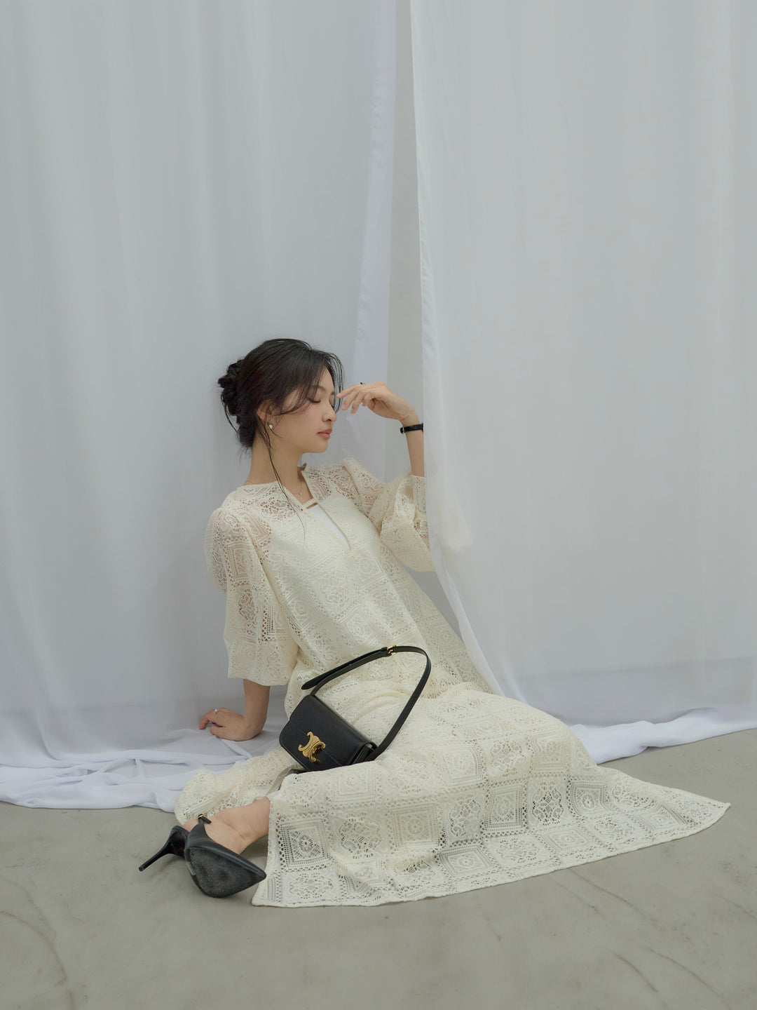 ブロックレースストレートパンツ