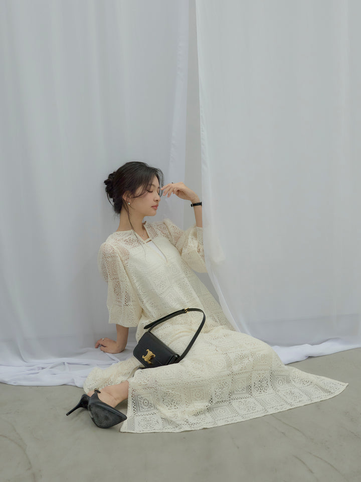 ブロックレースストレートパンツ