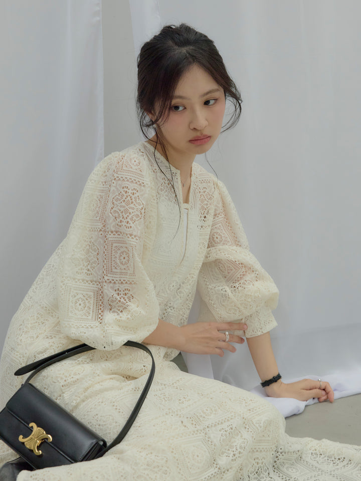 ブロックレースストレートパンツ