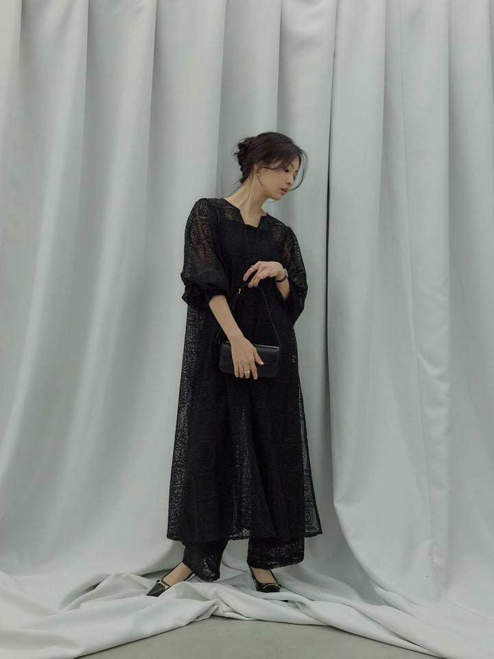 ブロックレースストレートパンツ