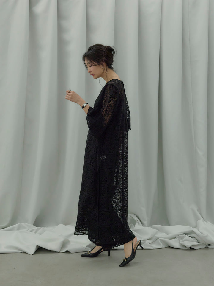 ブロックレースストレートパンツ