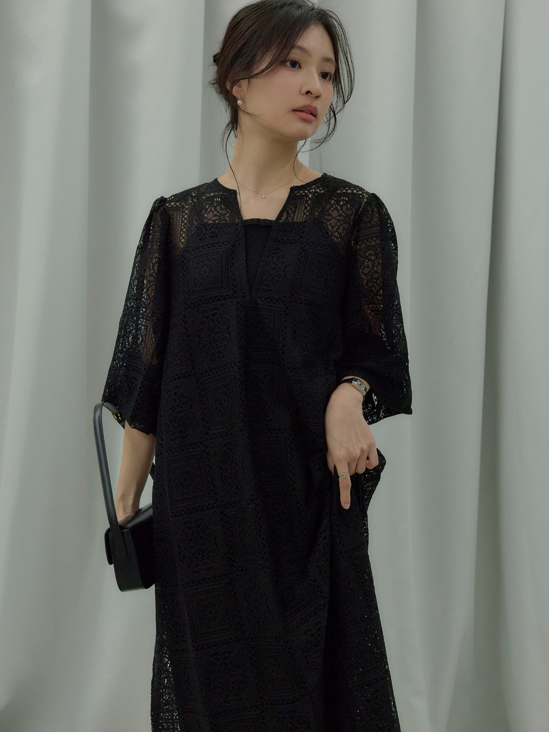 ブロックレースストレートパンツ