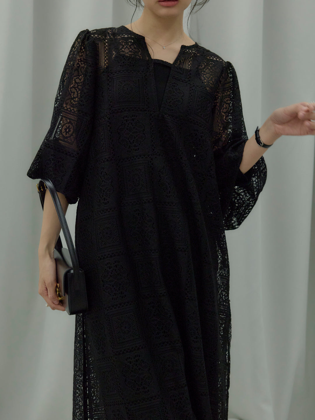 ブロックレースストレートパンツ