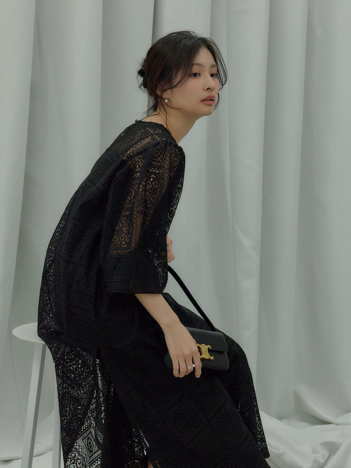 ブロックレースストレートパンツ