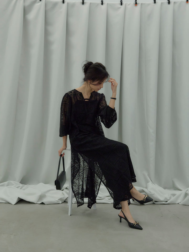 ブロックレースストレートパンツ