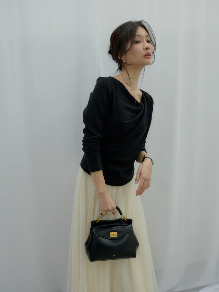 【SET】ドレープデザインカットソー+ボリュームチュールスカート(2set)