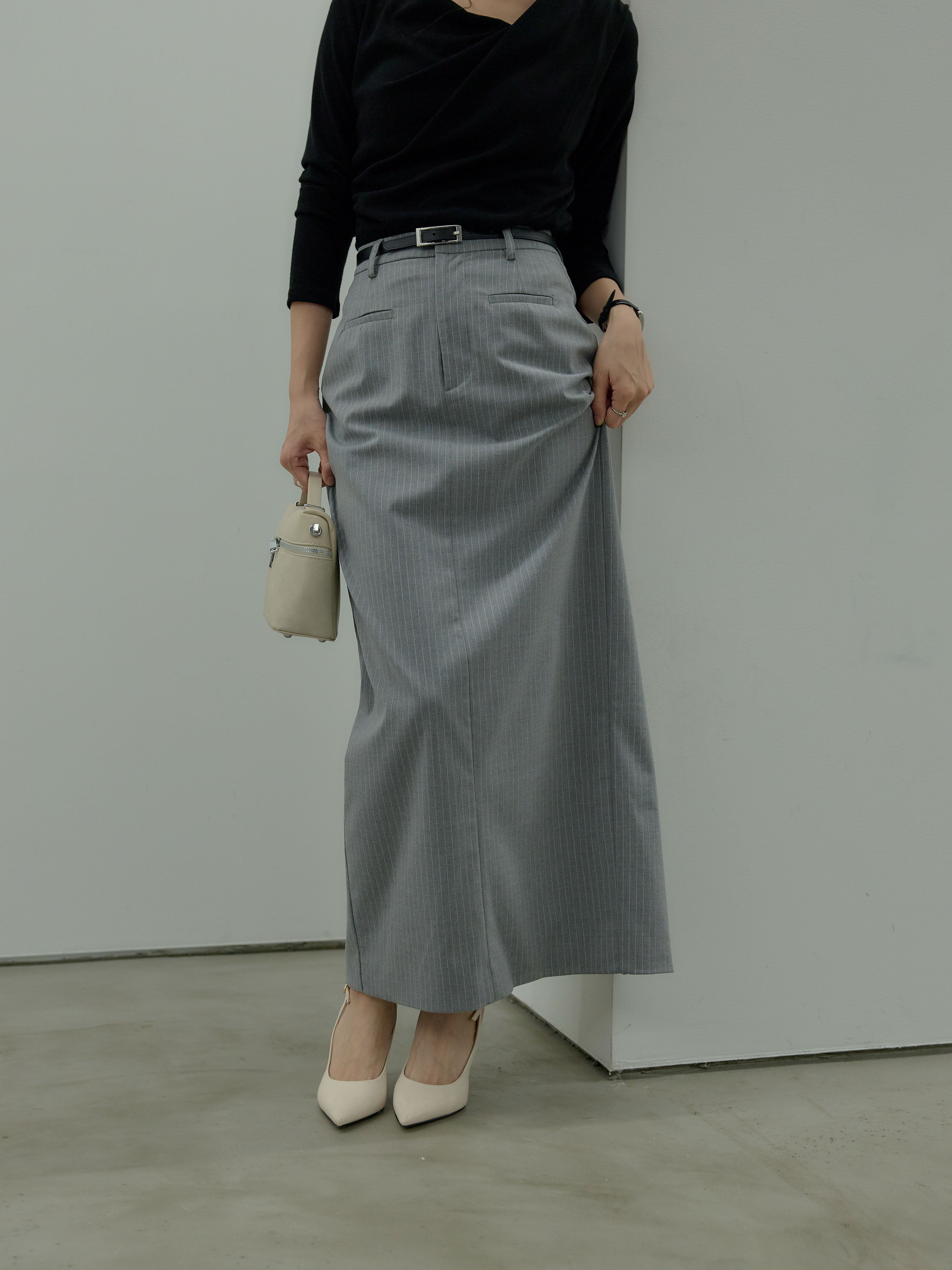 nairoナイロ【SET】ドレープデザインカットソー+ストライプペンシルスカート Essential】Authentic pencil skrt – nairo