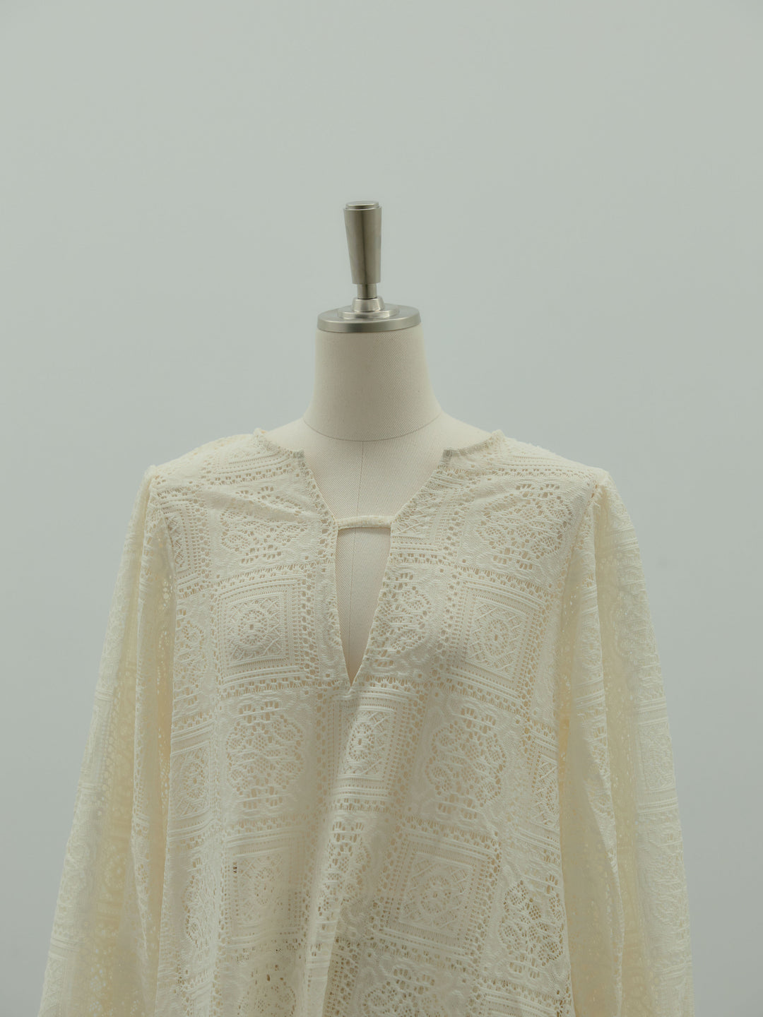 ブロックレースサイドスリットワンピース