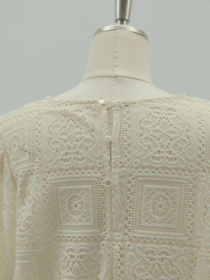 ブロックレースサイドスリットワンピース