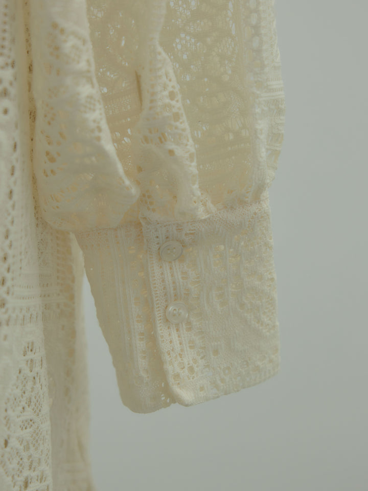 ブロックレースサイドスリットワンピース